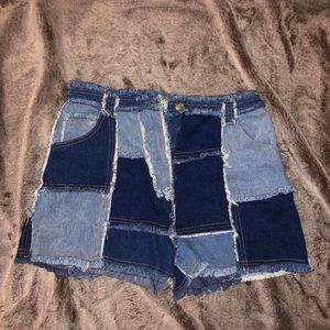 Vintage patchwork frayed shorts
